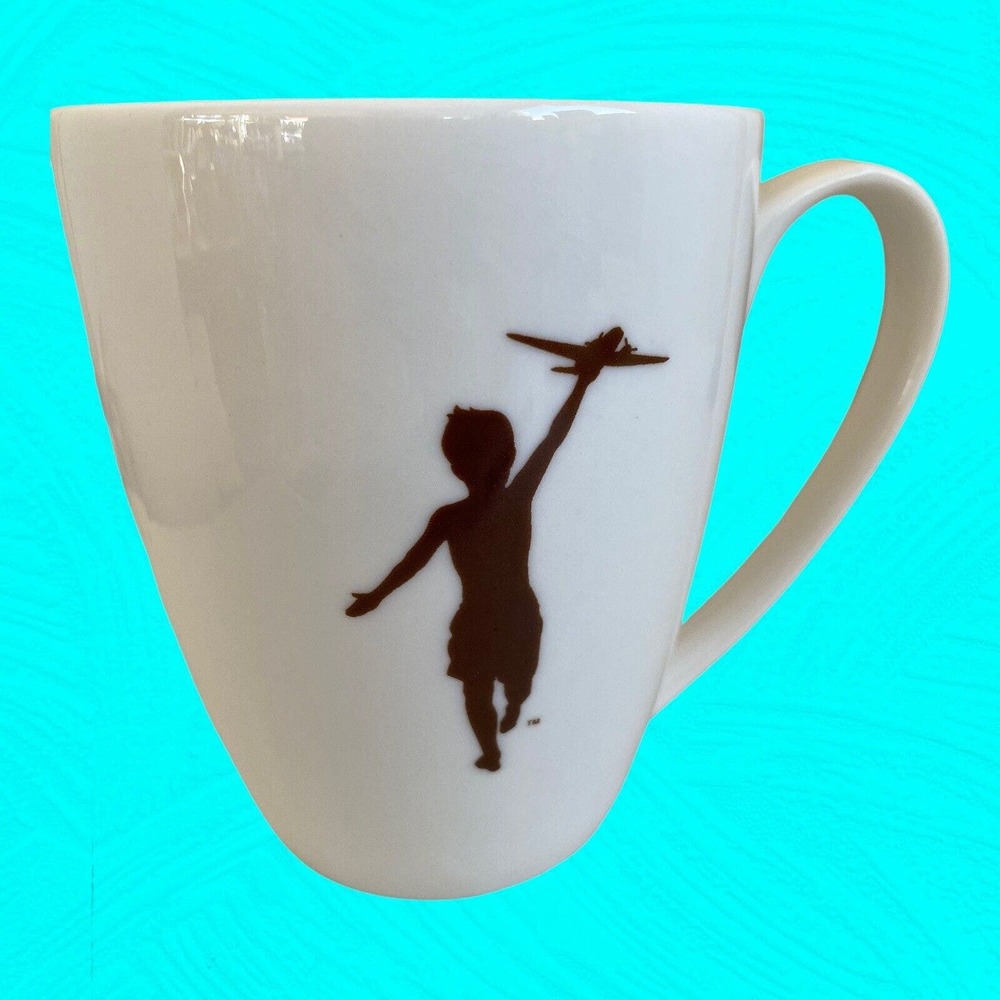 Storyville Seattle Coffee Company Coffee Mug Boy w Toy Plane 4"H X 3.5"W White